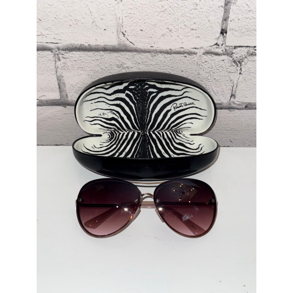 TAHARI Womens Aviator Sunglasses TH651 Brown Gold Roberto Cavalli Hardshell Case